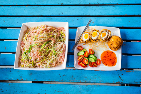 Taiwanese noodle wrapped eggs Taipei