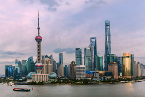 Shanghai skyline evening