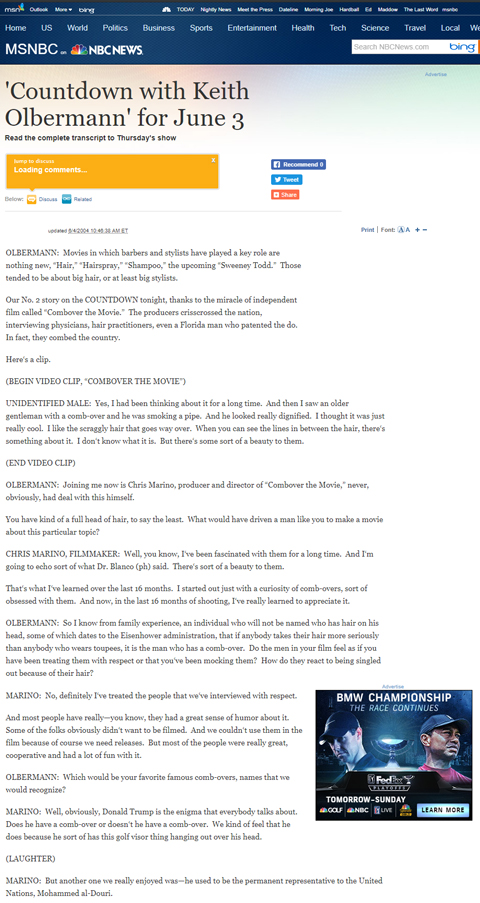 Countdown with Keith Olbermann featuring Combover: the Movie