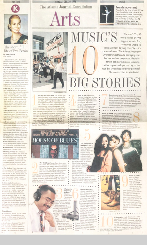 Atlanta Journal Constitution article on Top Ten Music Stories on of which was WMLB AM 1170