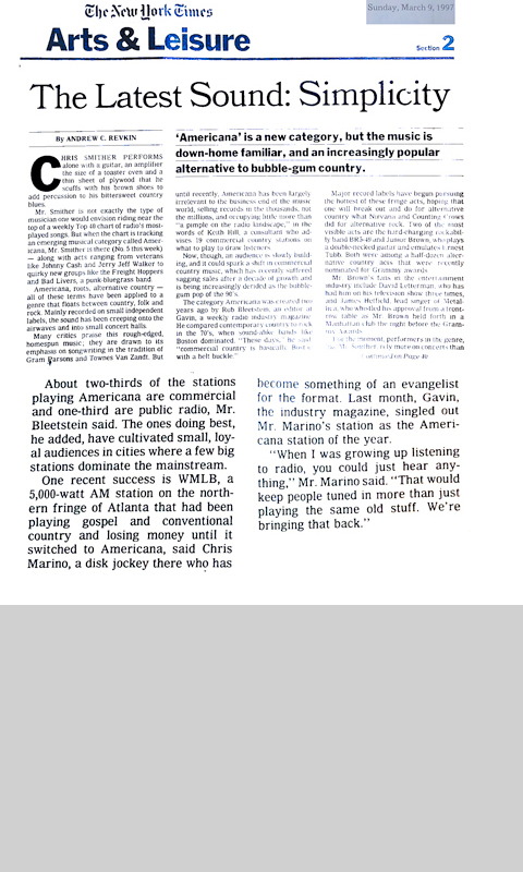 New York Times article on Americana Music